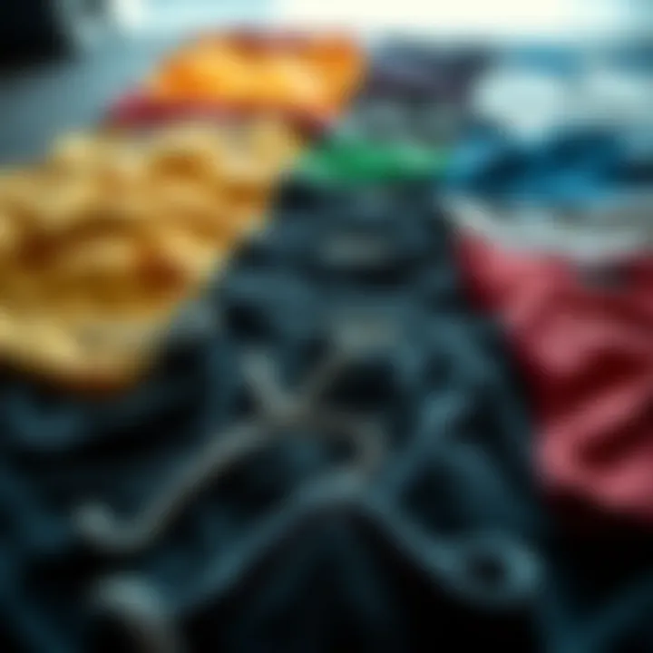 An array of shorts in various styles and colors laid out for comparison