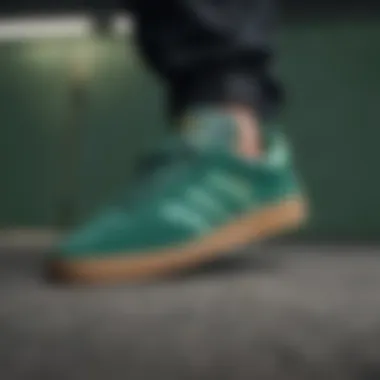 Side profile of the adidas Busenitz Green highlighting its color scheme