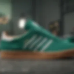 Detailed view of the adidas Busenitz Green showcasing its upper design