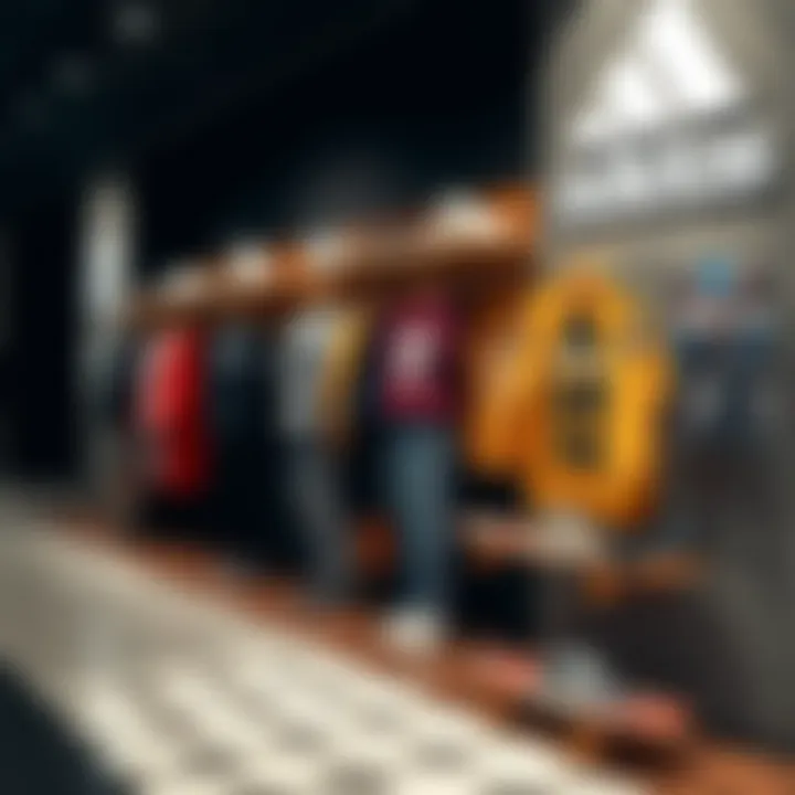 Fashionable skate clothing merchandised in an Adidas store