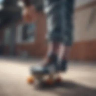 Skateboarder wearing adidas Colorwash socks while performing a trick.