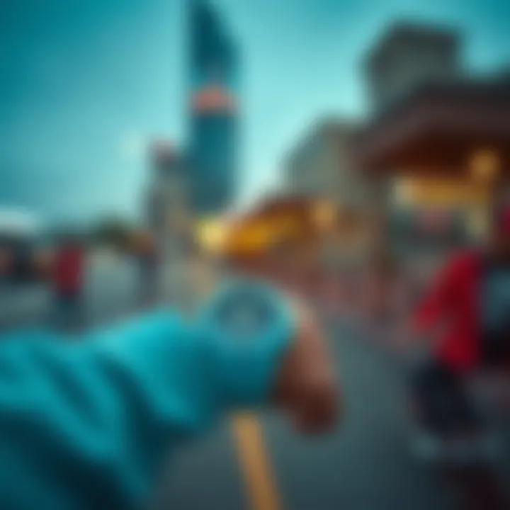 Urban Aesthetic with Light Blue G-Shock Lifestyle shot of a light blue G-Shock watch in an urban setting