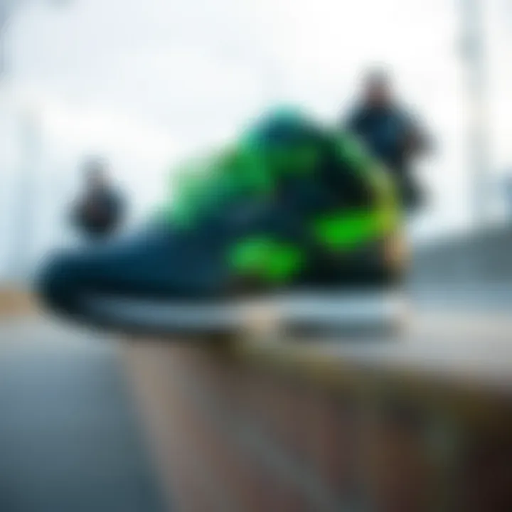 Artistic interpretation of green accents in skate culture with Reeboks