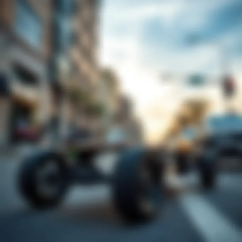 Electric skateboard with sleek design on urban street