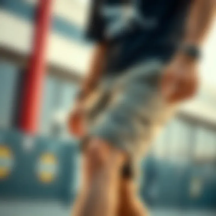 Elevating Your Skateboarding Wardrobe Individual showcasing a trendy skateboarding look with shorts