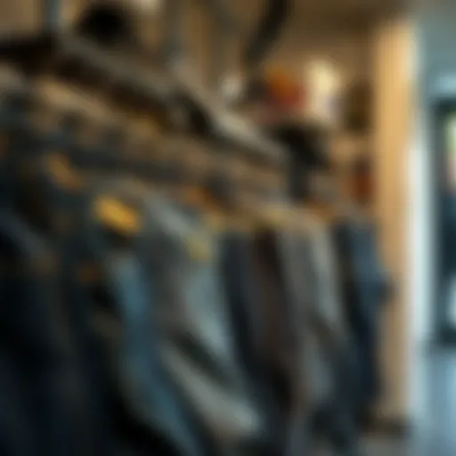 Showcasing a Variety of Urban Jeans Stylish urban jeans displayed on a rack