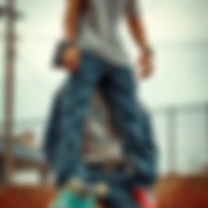 Fashionable urban outfit featuring jeans and accessories