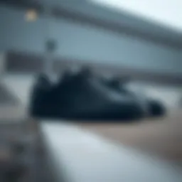 Sleek design of all black skate shoes highlighting their modern aesthetics