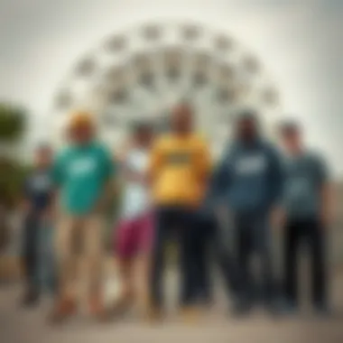 A group of skaters wearing amp clothing, demonstrating community and style