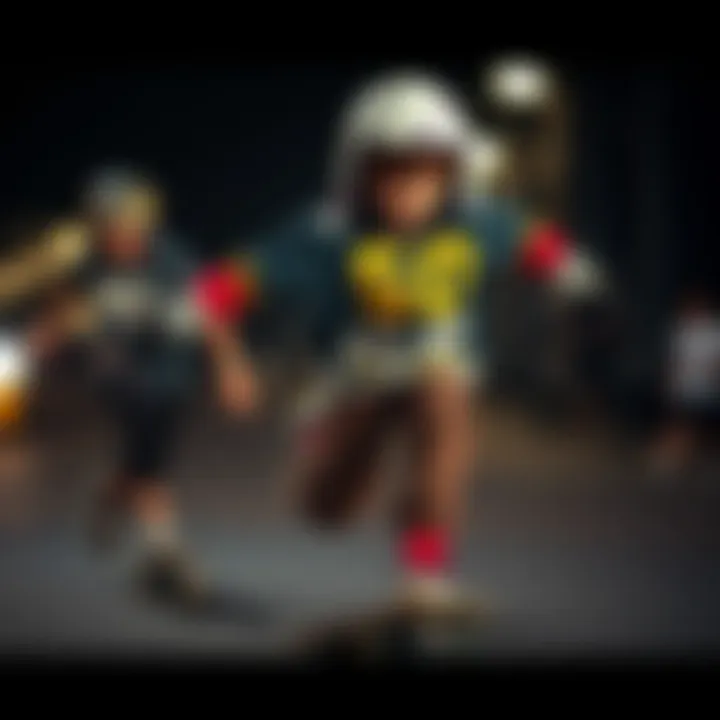 Dynamic Skatewear in Action Young skateboarder in motion wearing functional skatewear