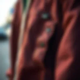 Close-up of the fabric and stitching of a Members Only jacket