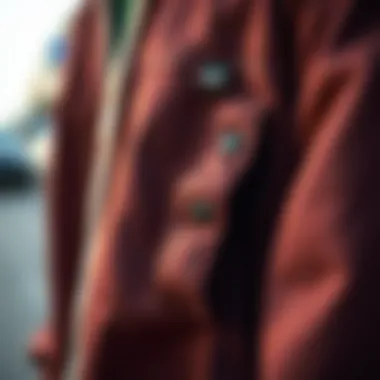 Detailed View of Craftsmanship Close-up of the fabric and stitching of a Members Only jacket