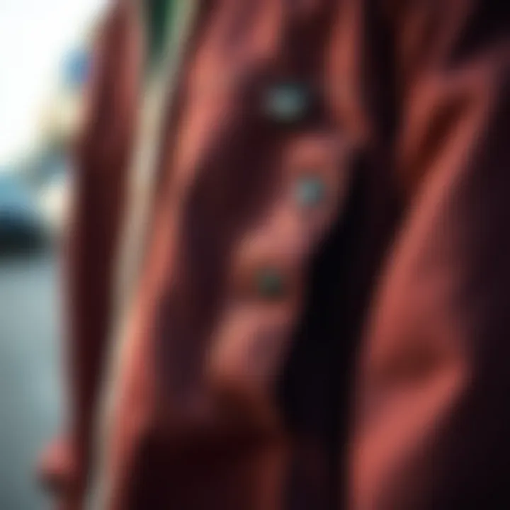 Detailed View of Craftsmanship Close-up of the fabric and stitching of a Members Only jacket