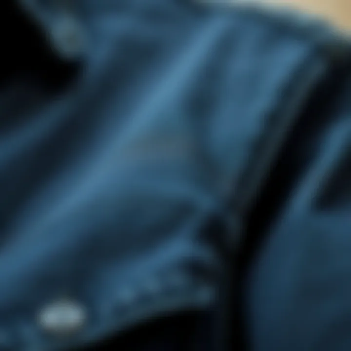 Details of Black Denim Fabric Close-up of the texture and details of a black denim jacket