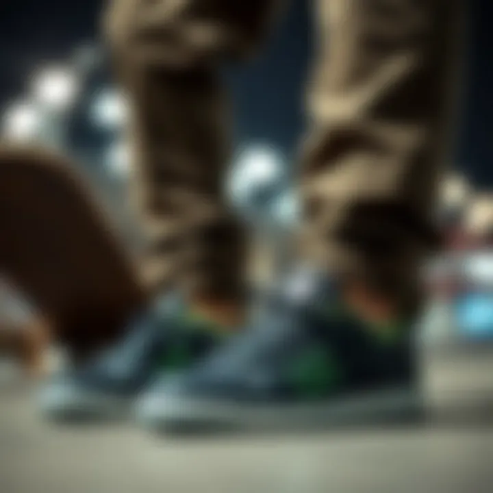 Stylish outfit featuring black and green DC shoes