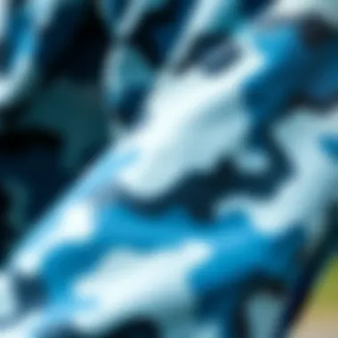 Fabric Texture of Blue Camo Pants Close-up of blue camo fabric texture