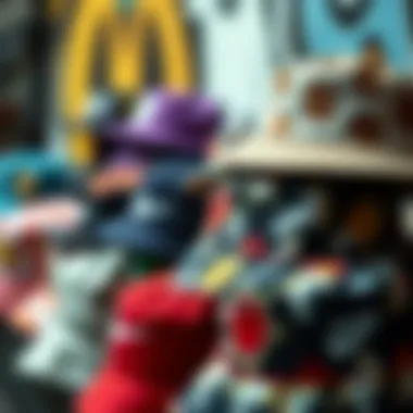 Diverse Designs of Brand Bucket Hats A vibrant collection of brand bucket hats showcasing unique designs and logos.