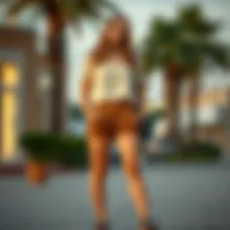 Chic brown shorts styled with a blouse