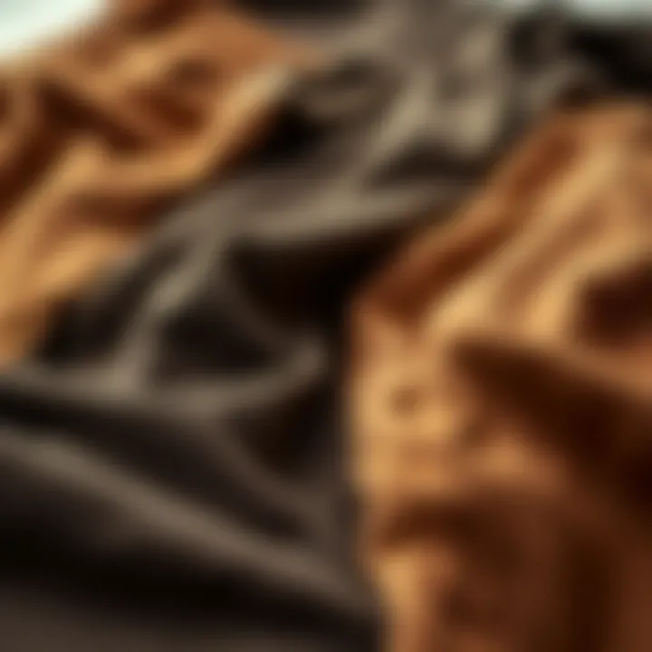 Variety of Fabrics for Brown Shorts Different fabric textures of brown shorts