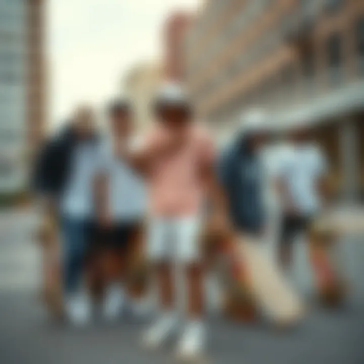 Skateboarders Embracing Champion White Sliders Group of skateboarders wearing Champion White Sliders in an urban setting