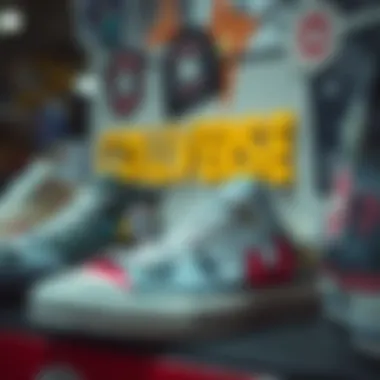 Artistic collaboration display featuring custom Converse All Star designs