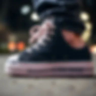Close-up of the Converse All Star platform showcasing unique design features