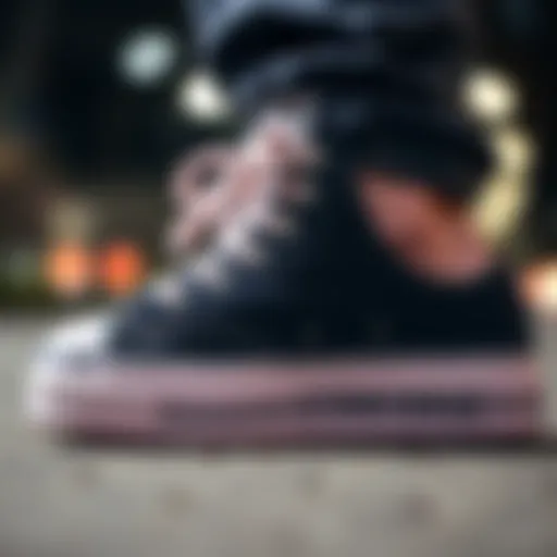 Close-up of the Converse All Star platform showcasing unique design features