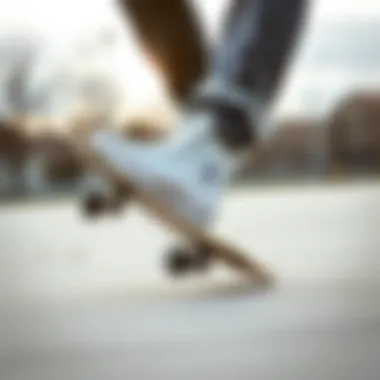 Skateboarder performing a trick while wearing Converse All Star shoes