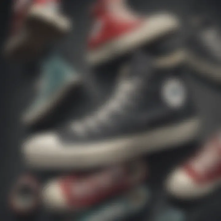 Historical representation of Converse Chuck Taylor shoes through the decades