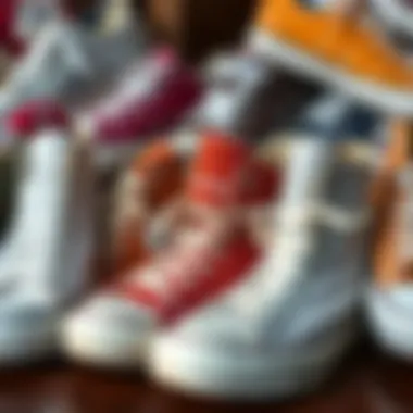 A collection of various Converse tennis shoe styles displayed together