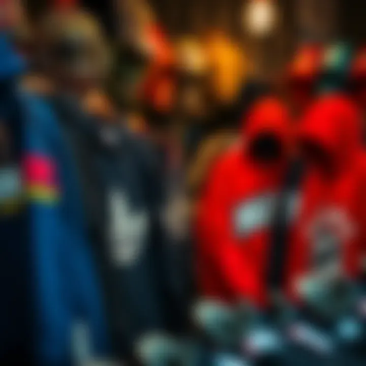 Collection of unique hoodies at a local market