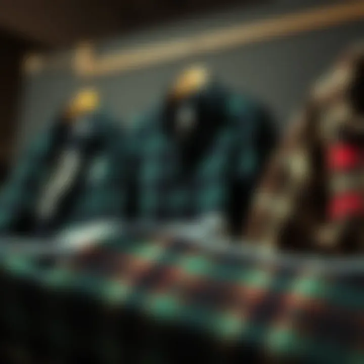 Fashion Collection with Flannel Fabric Collection of clothing items featuring dark green flannel