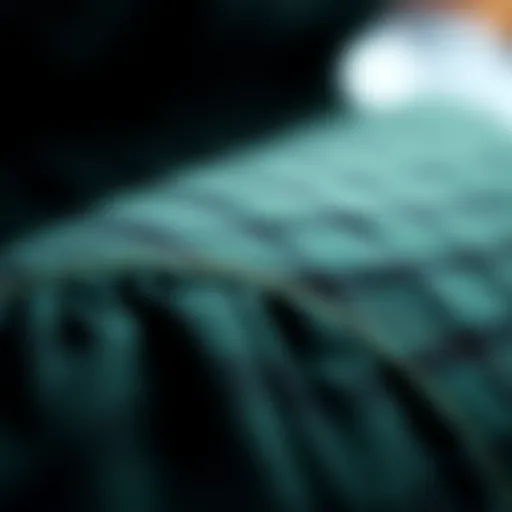 Close-up texture of dark green flannel fabric