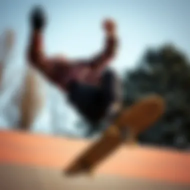 Skateboarder wearing a flannel shirt while performing tricks