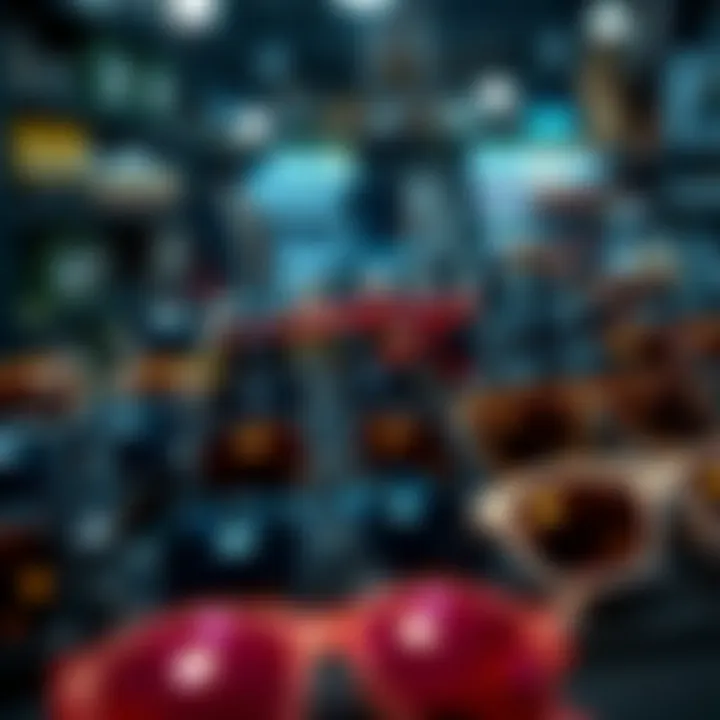 Wholesale sunglasses in bulk displayed for customers