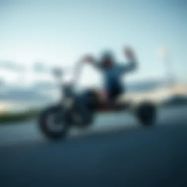 Dynamic Ride with Cloud Wheels Electric skateboard showcasing cloud wheels in action