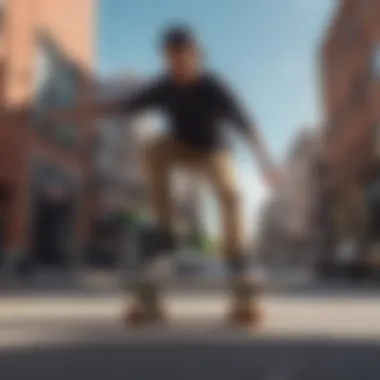 Skateboarder performing tricks on an Enjoi board in an urban setting