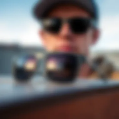 Unique Design of Flat Rim Sunglasses A close-up of flat rim sunglasses showcasing their unique design.