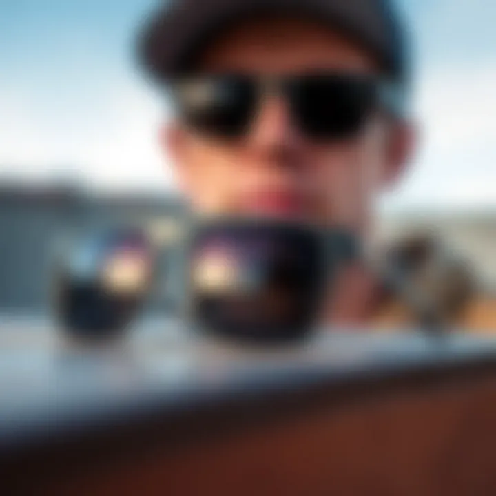 Unique Design of Flat Rim Sunglasses A close-up of flat rim sunglasses showcasing their unique design.