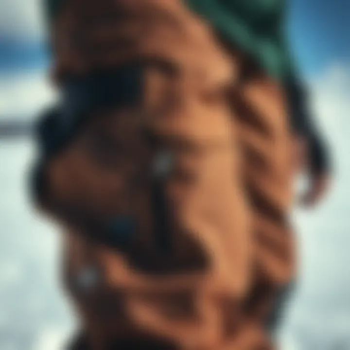 Close-up view of 686 waterproof pants showcasing innovative fabric technology