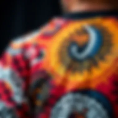 Close-up of unique fabric patterns on a shirt