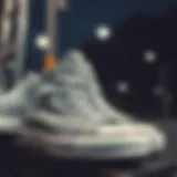 Stylish grey high top Converse footwear on display