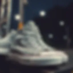 Stylish grey high top Converse footwear on display