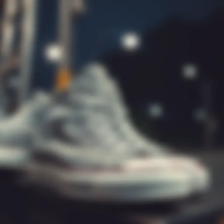 Stylish grey high top Converse footwear on display