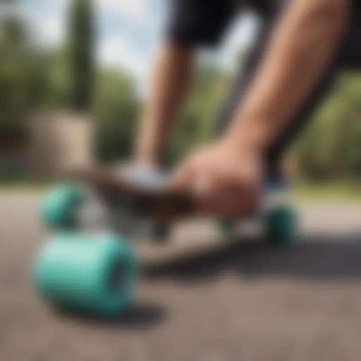 Longboard with grip tape being installed