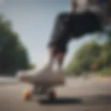 Dynamic skateboarder showcasing half crew socks