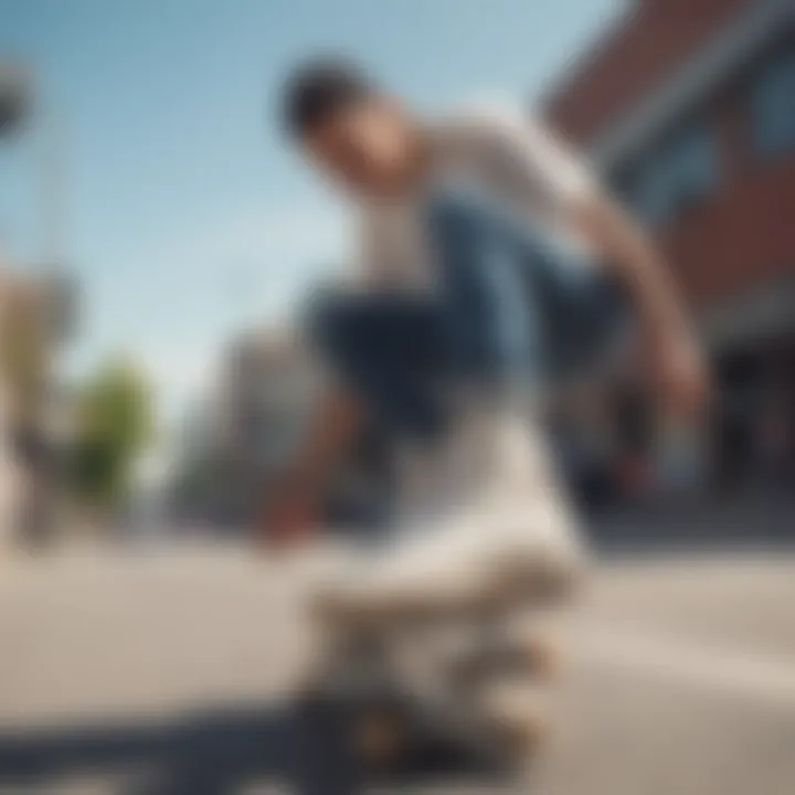 A skateboarder showcasing the All Star Move Platform sneakers in action