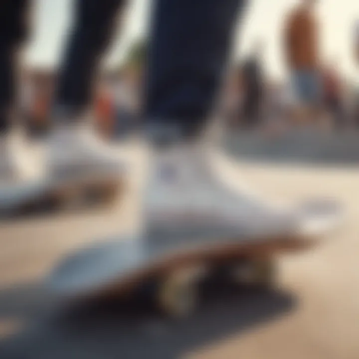 Group of friends enjoying a skatepark wearing All Star Move Platform sneakers