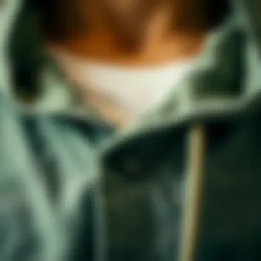 Fabric Texture of Hooded Button Down Shirt Close-up of fabric texture of a hooded button down shirt