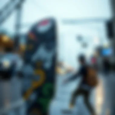 Artistic Skateboard Skateboard adorned with Huf designs and street art